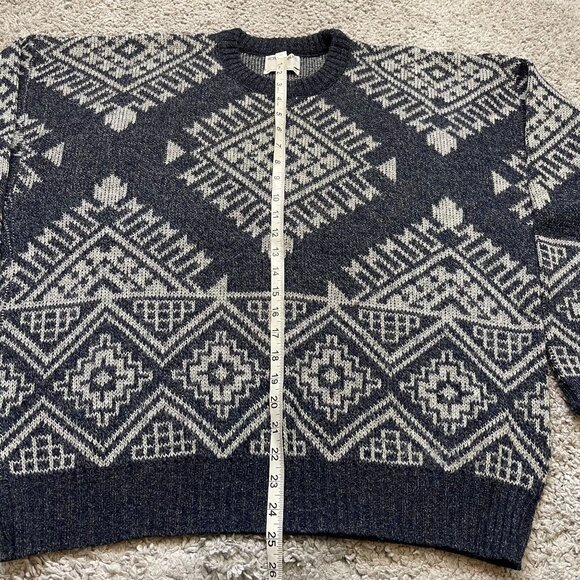 Classic Robert Bruce Geometric Knit Sweater Gray & White Large - Picture 3 of 6